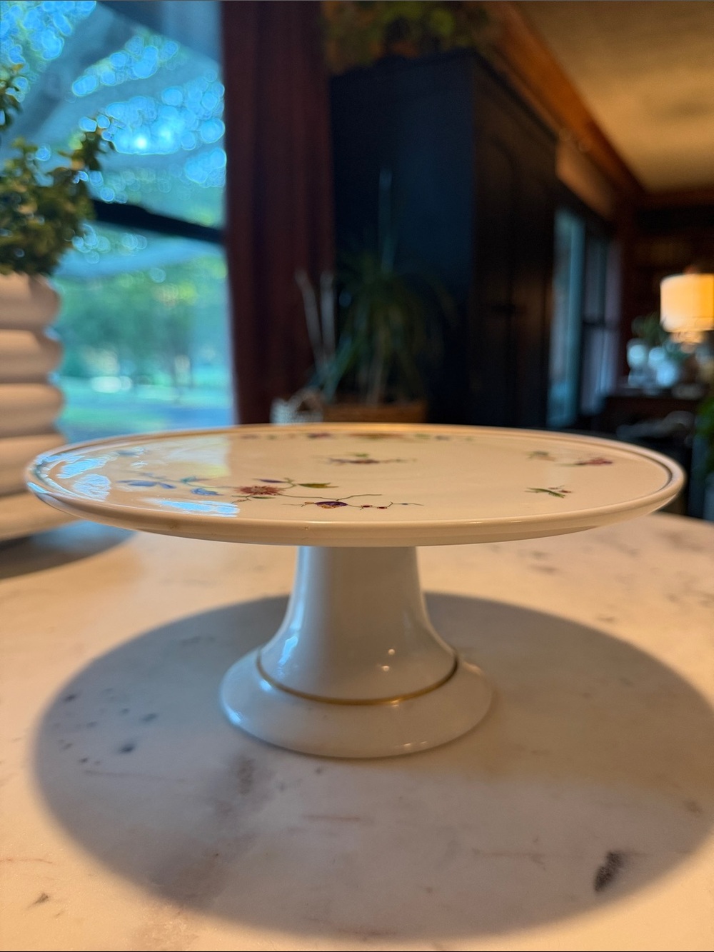 Vintage Richard Ginori Italy Porcelain Pedestal Cake Stand - Oriente Pattern 10"